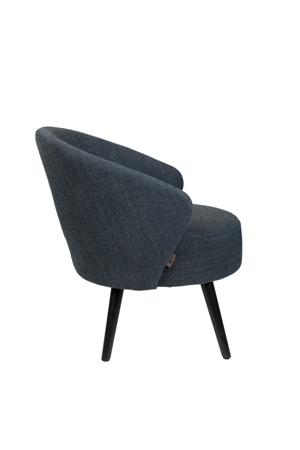 DUTCHBONE Waldo lenestol, med armlener - bl polyester og sort metall/eik