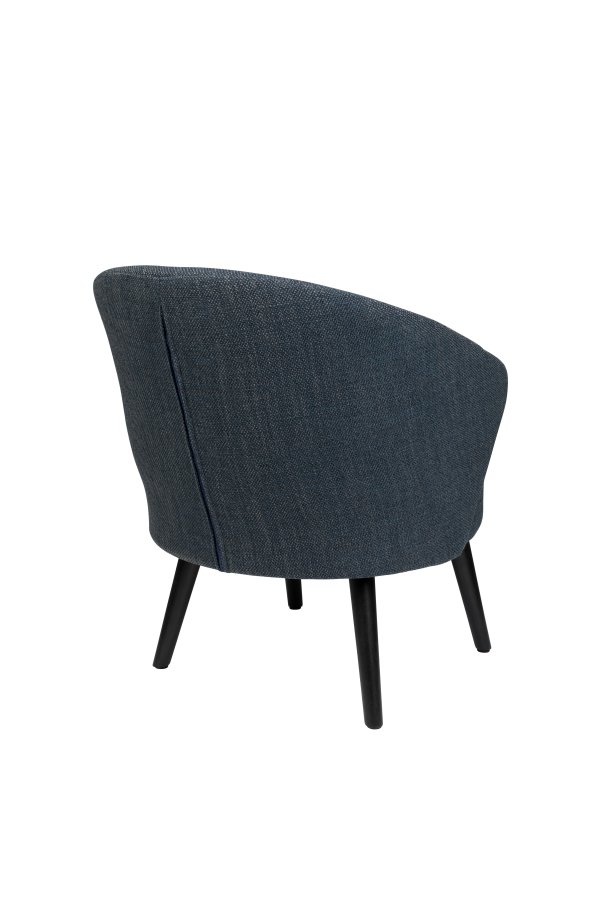 DUTCHBONE Waldo lenestol, med armlener - bl polyester og sort metall/eik