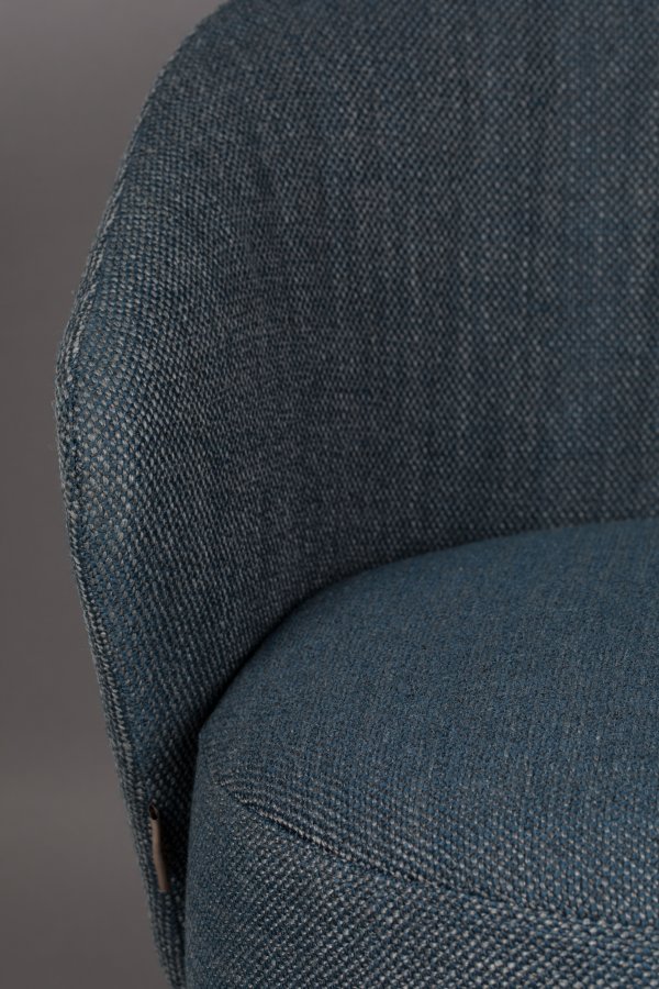 DUTCHBONE Waldo lenestol, med armlener - bl polyester og sort metall/eik