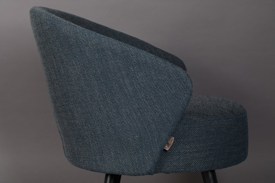 DUTCHBONE Waldo lenestol, med armlener - bl polyester og sort metall/eik