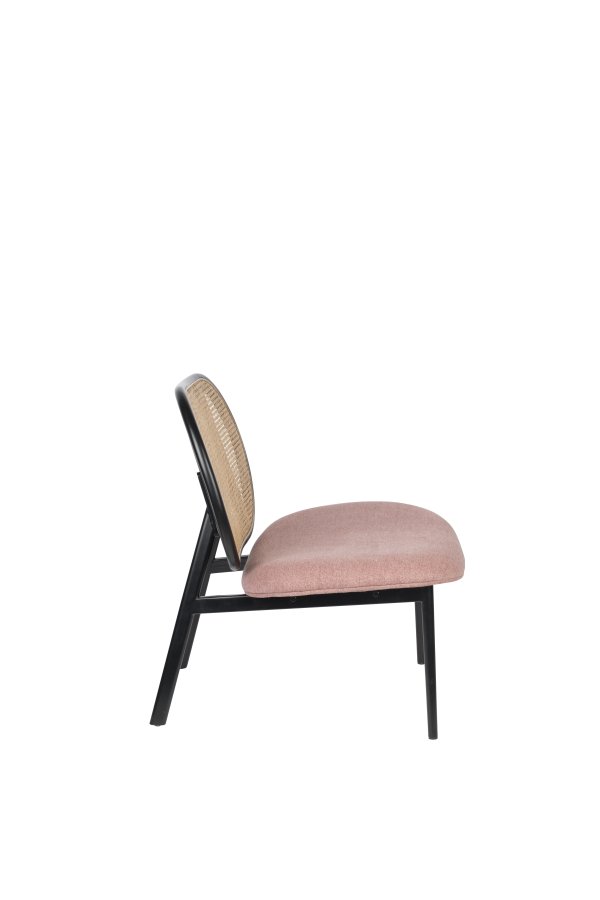 ZUIVER Spike loungestol - naturlig rotting, rosa polyester og sort stl