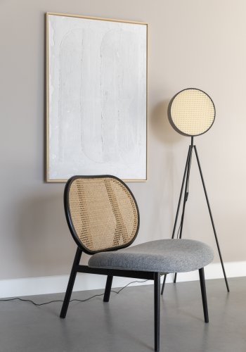 ZUIVER Spike loungestol - naturlig rotting, gr polyester og sort stl