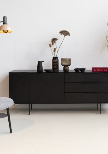 ZUIVER Spike loungestol - naturlig rotting, gr polyester og sort stl