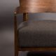 DUTCHBONE Duran Loungesessel, mit Armlehnen – graues Polyester und braune Eiche
