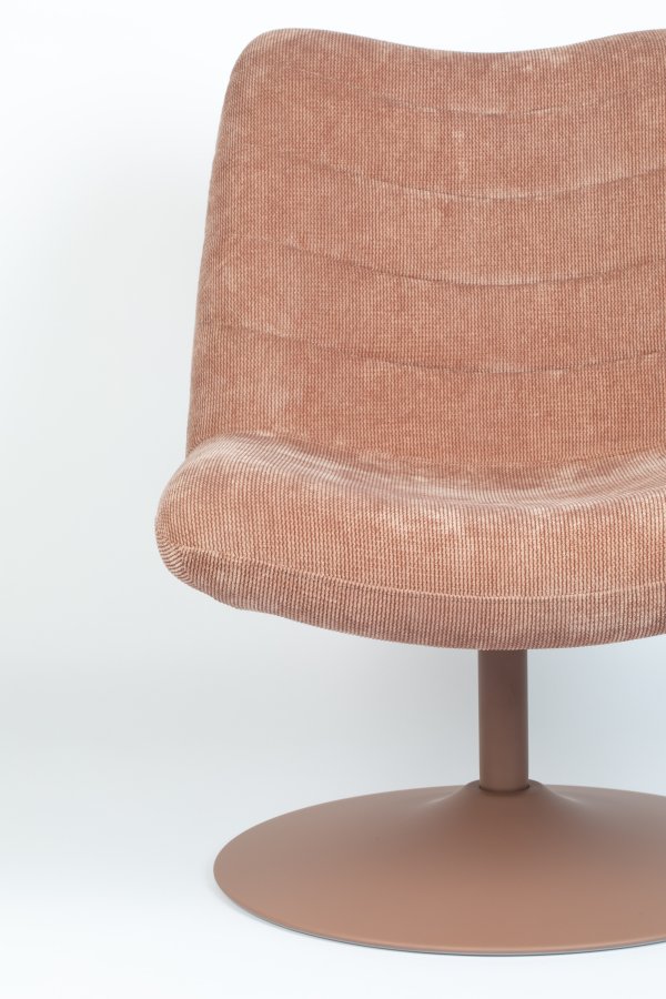 ZUIVER Bubba svingstol - rosa flyels polyester/nylon og stl