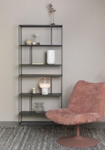 ZUIVER Bubba svingstol - rosa flyels polyester/nylon og stl