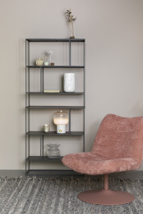 ZUIVER Bubba svingstol - rosa flyels polyester/nylon og stl