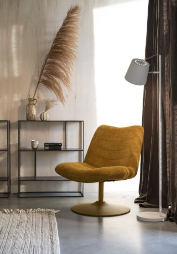 ZUIVER Bubba svingstol - okergul flyel polyester/nylon og stl