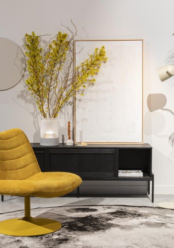 ZUIVER Bubba svingstol - okergul flyel polyester/nylon og stl