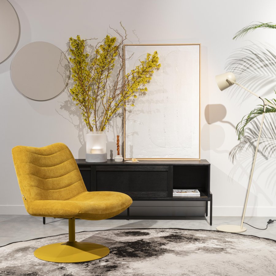 ZUIVER Bubba svingstol - okergul flyel polyester/nylon og stl