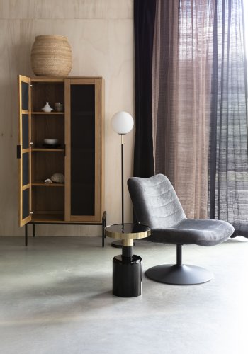 ZUIVER Bubba svingstol - mrkegr flyelspolyester/nylon og stl