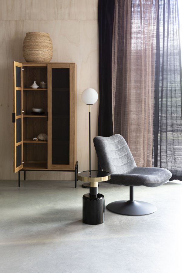 ZUIVER Bubba svingstol - mrkegr flyelspolyester/nylon og stl