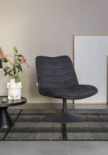 ZUIVER Bubba svingstol - mrkegr flyelspolyester/nylon og stl