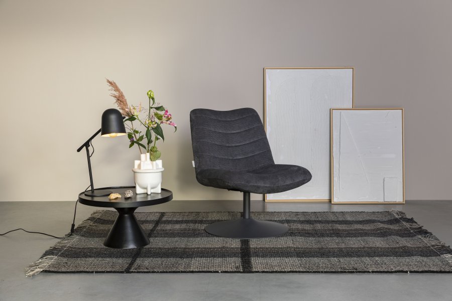 ZUIVER Bubba svingstol - mrkegr flyelspolyester/nylon og stl