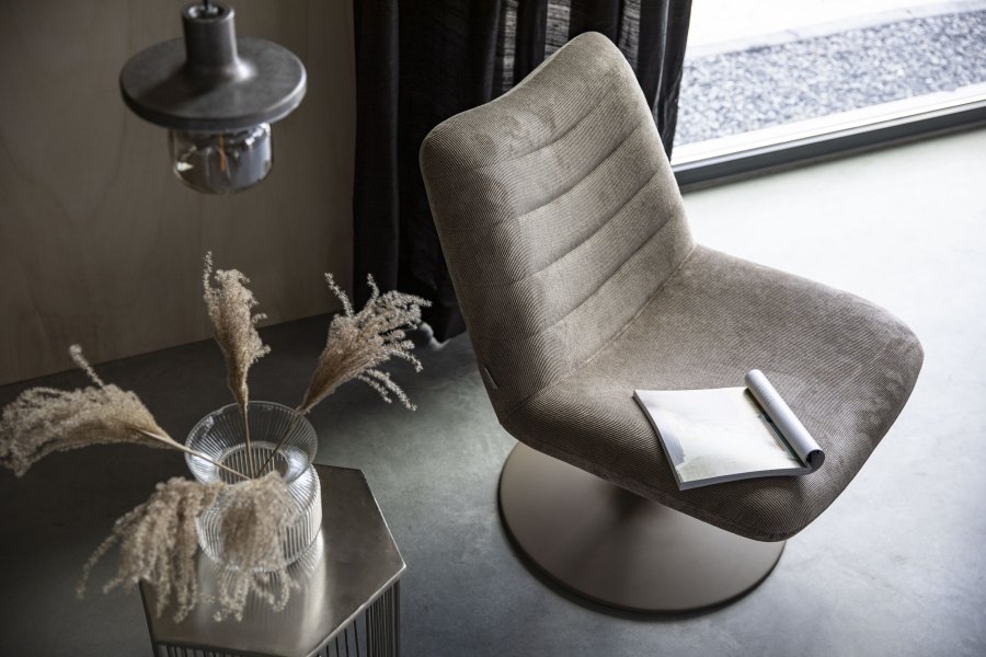 ZUIVER Bubba svingstol - beige flyel polyester/nylon og stl