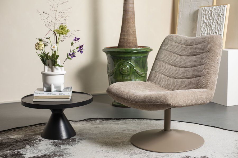 ZUIVER Bubba svingstol - beige flyel polyester/nylon og stl