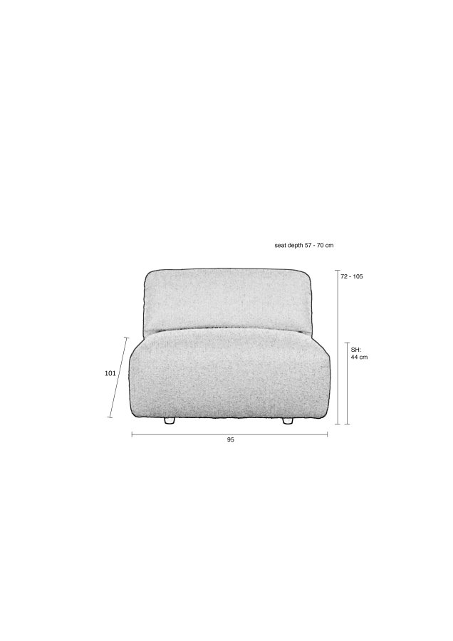 ZUIVER Wings Loveseat, med sammenleggbar hodesttte - karamellbrun polyester og plast