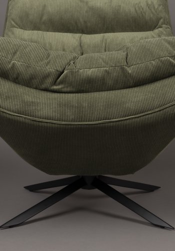 DUTCHBONE Vince lenestol - grnt flyelsstoff og svart jern