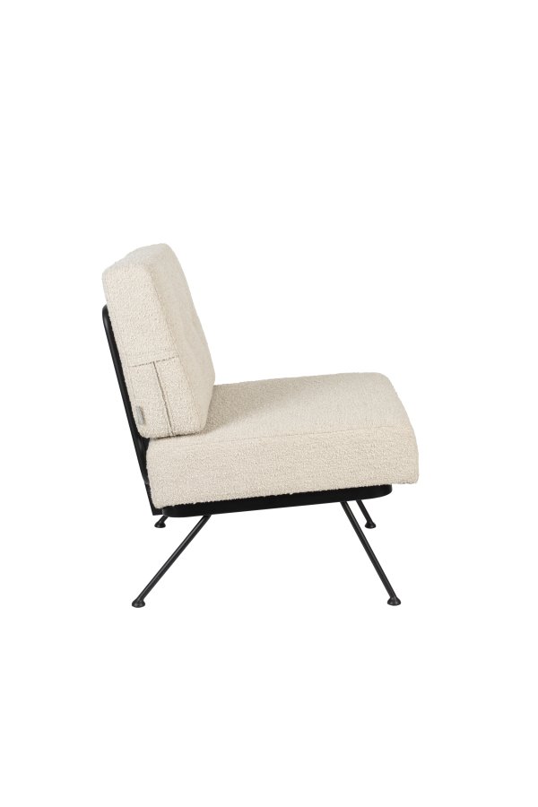 ZUIVER Bowie loungestol - beige polyester og stl