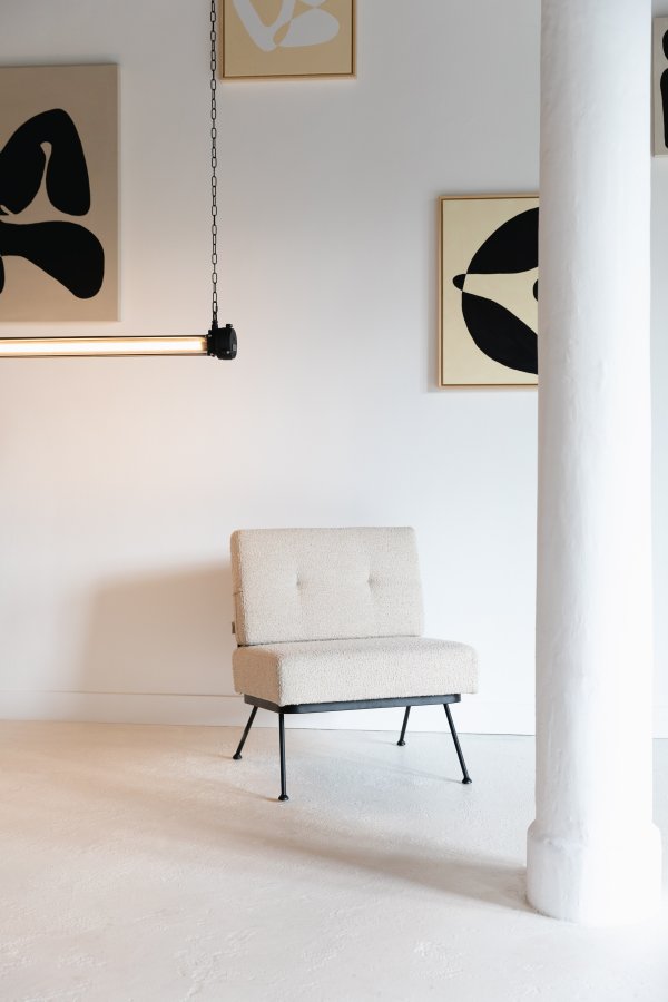 ZUIVER Bowie loungestol - beige polyester og stl