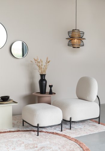 WHITE LABEL LIVING Polly loungestol - elfenben teddystoff og strykejern