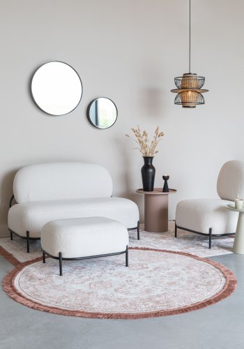 WHITE LABEL LIVING Polly loungestol - elfenben teddystoff og strykejern