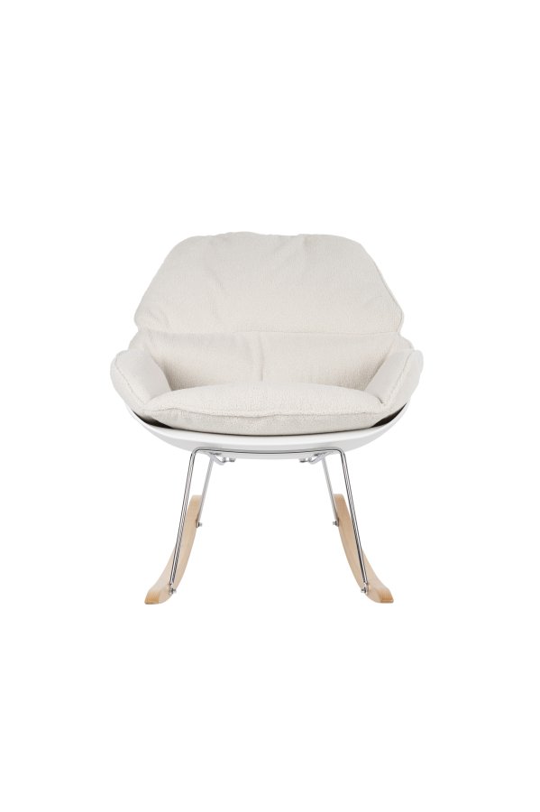 WHITE LABEL LIVING Rocky gyngestol - off-white teddystoff og stl