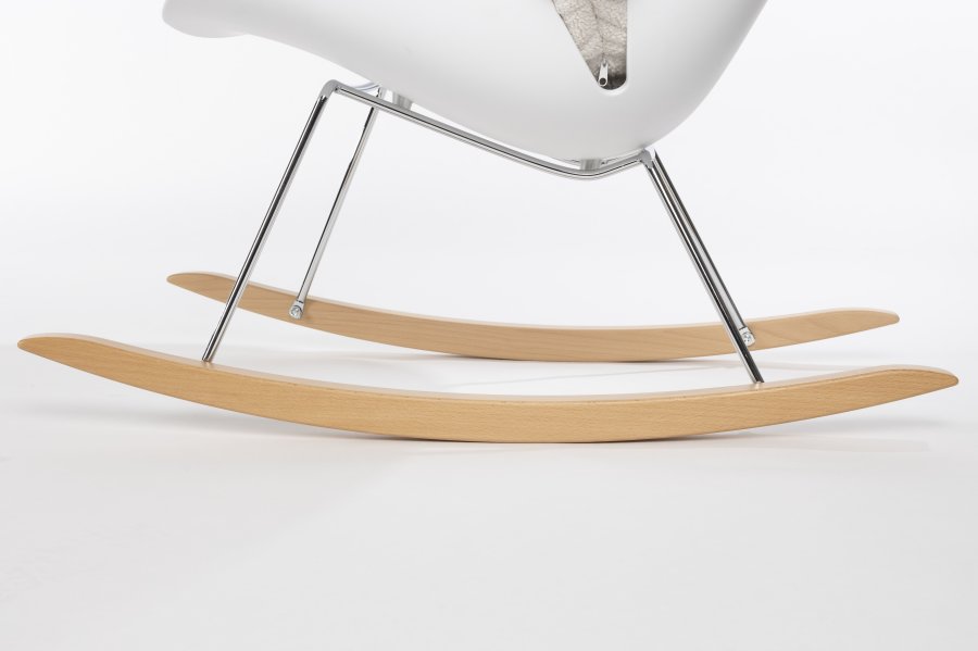 WHITE LABEL LIVING Rocky gyngestol - off-white teddystoff og stl