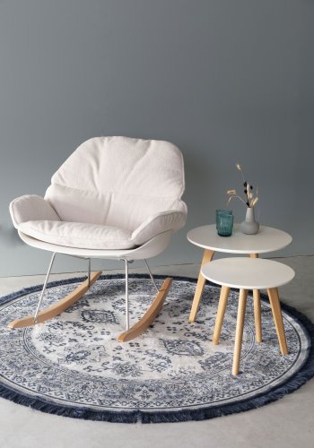 WHITE LABEL LIVING Rocky gyngestol - off-white teddystoff og stl