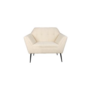 DUTCHBONE Kate Loungesessel, mit Armlehnen – beigefarbenes Bouclé-Polyester und schwarzes Eisen