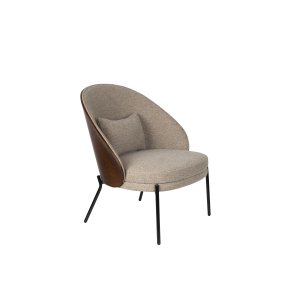 DUTCHBONE Rodin ftölj - gr polyester, valnötsfärgad ask och svart metall