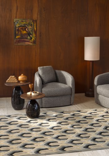 DUTCHBONE Boho Loungesessel, mit Armlehnen – graues Acryl/Polyester