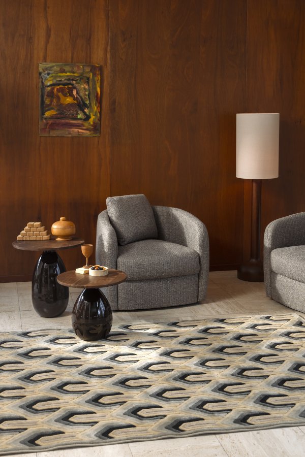 DUTCHBONE Boho Loungesessel, mit Armlehnen – graues Acryl/Polyester