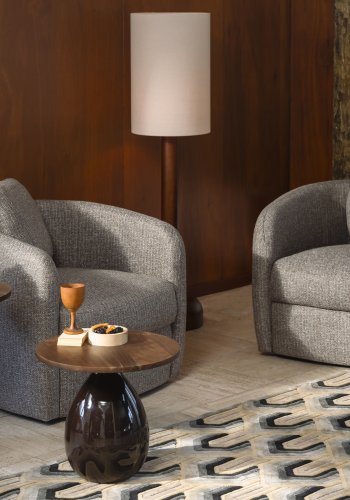 DUTCHBONE Boho Loungesessel, mit Armlehnen – graues Acryl/Polyester