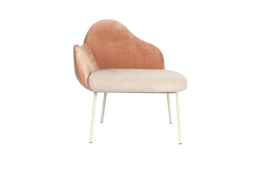 ZUIVER Friuli lenestol - rosa/beige polyester og beige stl