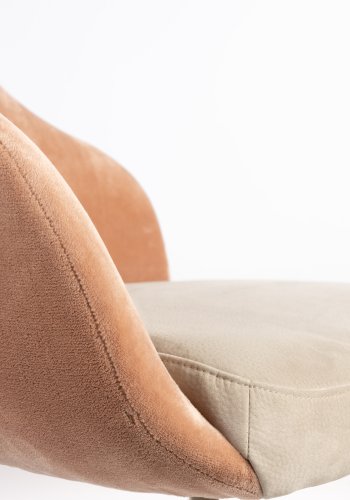 ZUIVER Friuli lenestol - rosa/beige polyester og beige stl