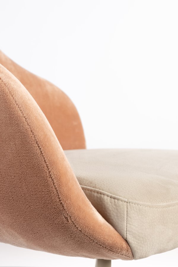 ZUIVER Friuli lenestol - rosa/beige polyester og beige stl