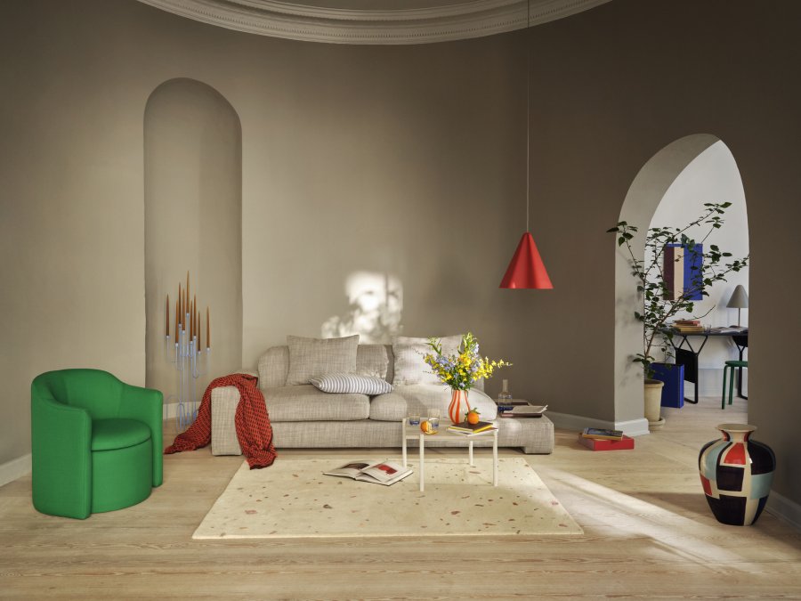 BROSTE COPENHAGEN Bay Chaiselongue, linke Seite – hellbeiger Stoff