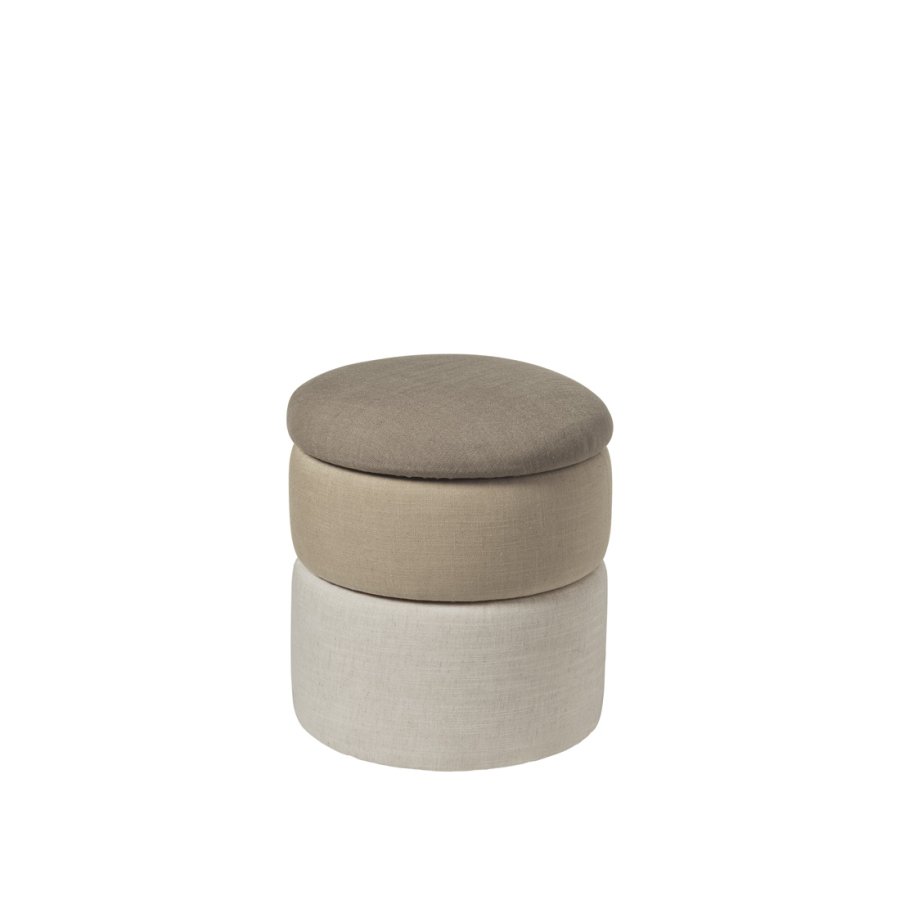 BROSTE COPENHAGEN Pond Pouf, rund – beige Stoff (38)