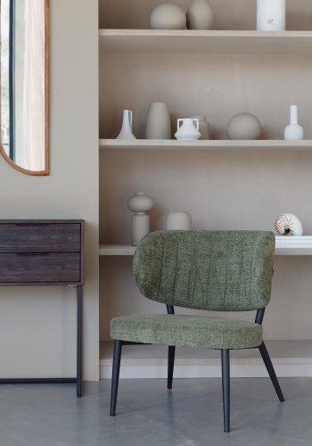 WHITE LABEL LIVING Sanne loungestol - grnn gr stoff og stl