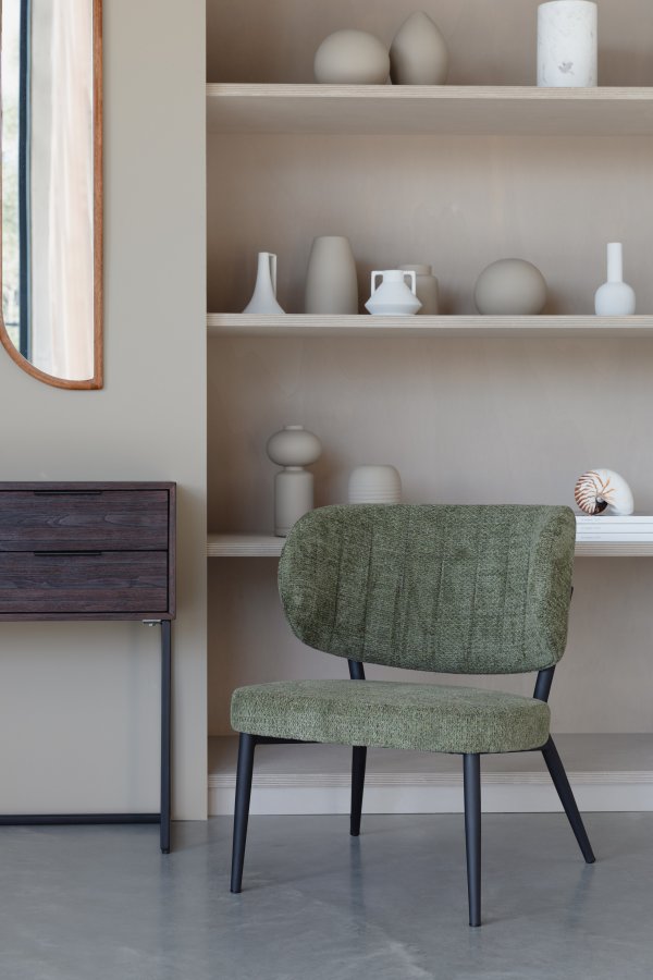 WHITE LABEL LIVING Sanne loungestol - grnn gr stoff og stl