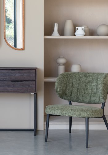 WHITE LABEL LIVING Sanne loungestol - grnn gr stoff og stl
