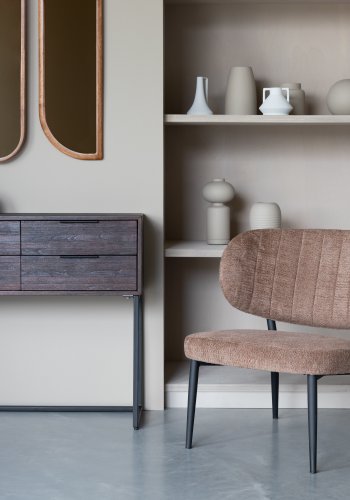 WHITE LABEL LIVING Sanne loungestol - oransjegr stoff og stl