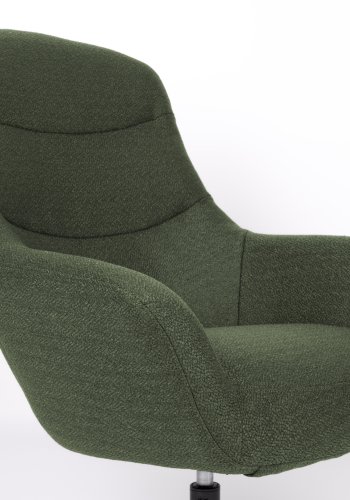 WHITE LABEL LIVING Yuki svingstol, med armlener - grnt stoff og stl