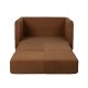 WHITE LABEL LIVING Jopie Loveseat og enkeltseng - brunt stoff og tre