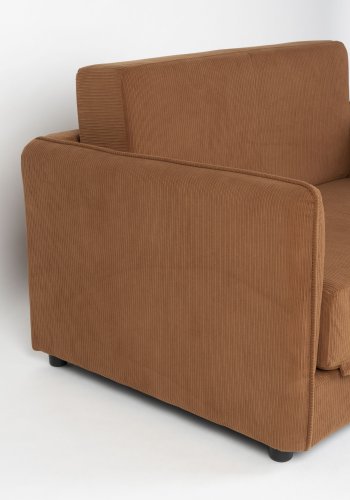 WHITE LABEL LIVING Jopie Loveseat og enkeltseng - brunt stoff og tre