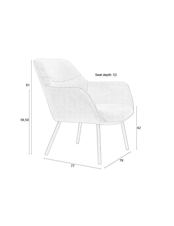 WHITE LABEL LIVING Dude lenestol, m. armlen - vintage brun PU og stl