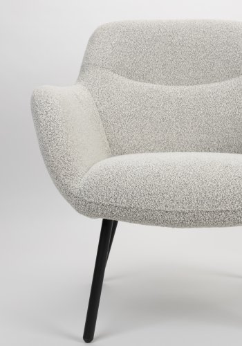 WHITE LABEL LIVING Dude loungestol, m. armln - beige bouclé polyester og stl