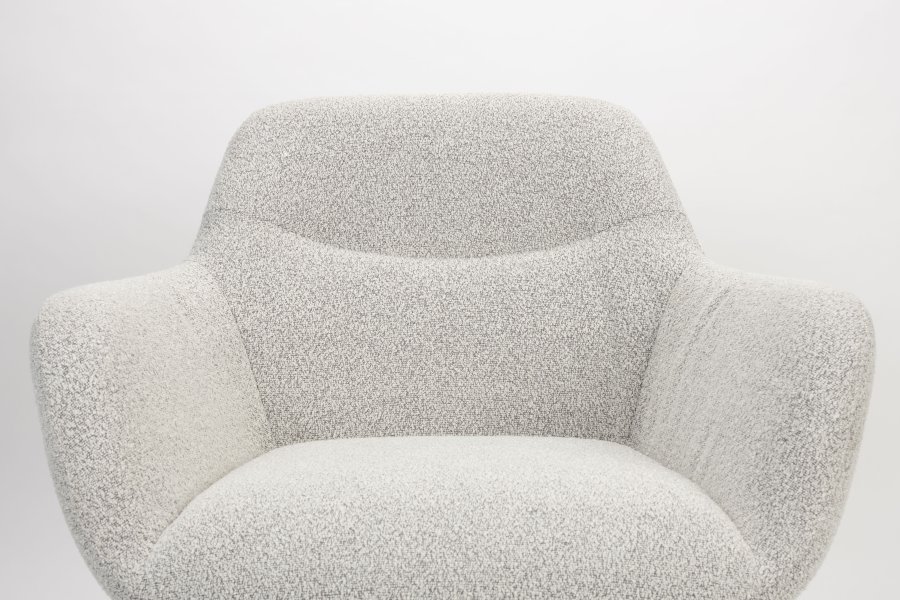 WHITE LABEL LIVING Dude loungestol, m. armln - beige bouclé polyester og stl
