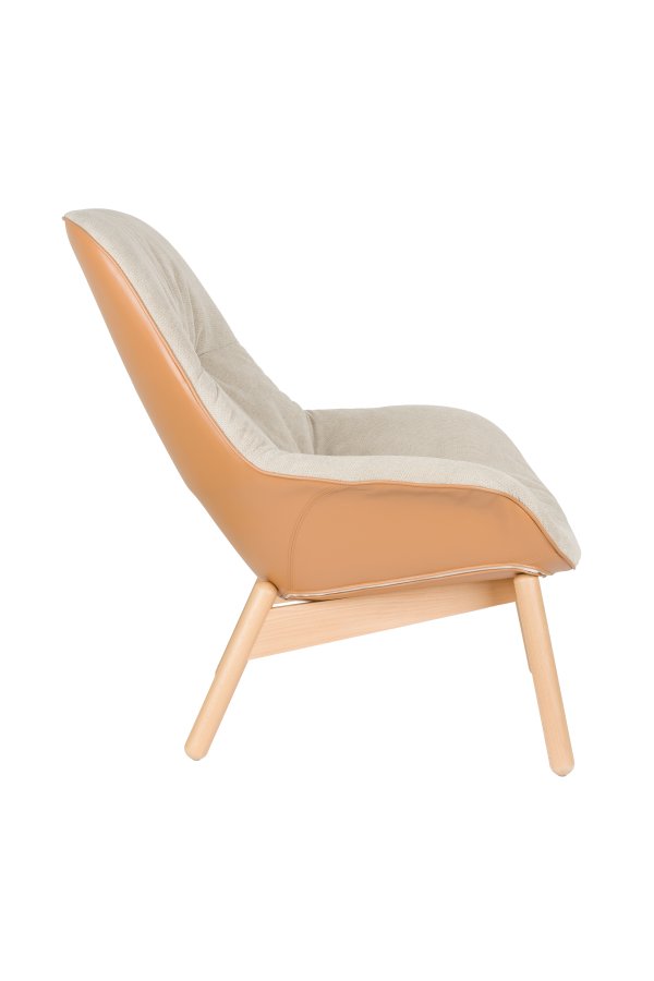 WHITE LABEL LIVING Duke lenestol, m. armlener - beige polyester, lysebrun polypropylenplast, bk